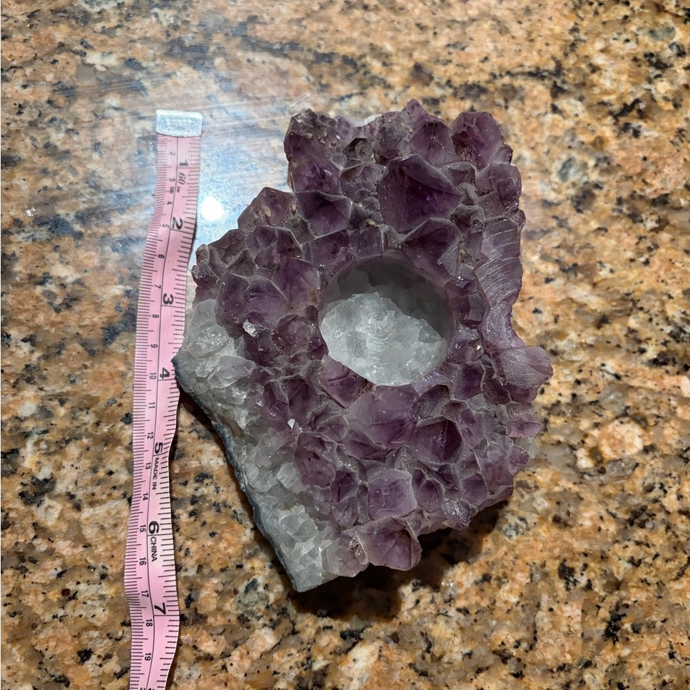 Natural Amethyst Crystal Candle Votive Holder